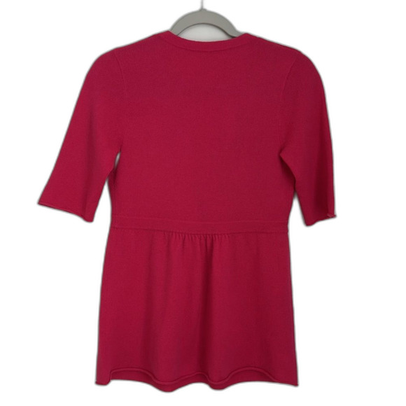 Vintage J.Crew Women’s Bright Pink 100% Cashmere V Neck 80's 90's Sweater S - Picture 2 of 8